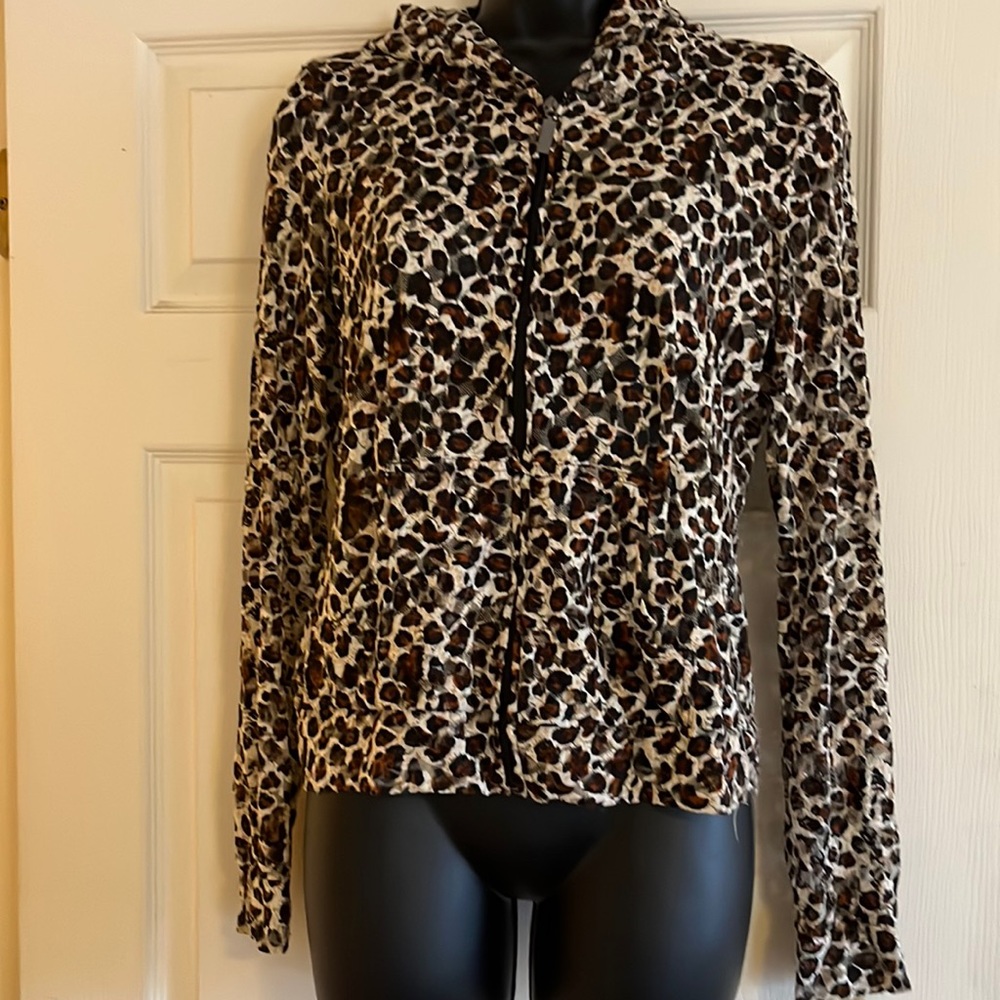 Sheer cheetah print hoodie.